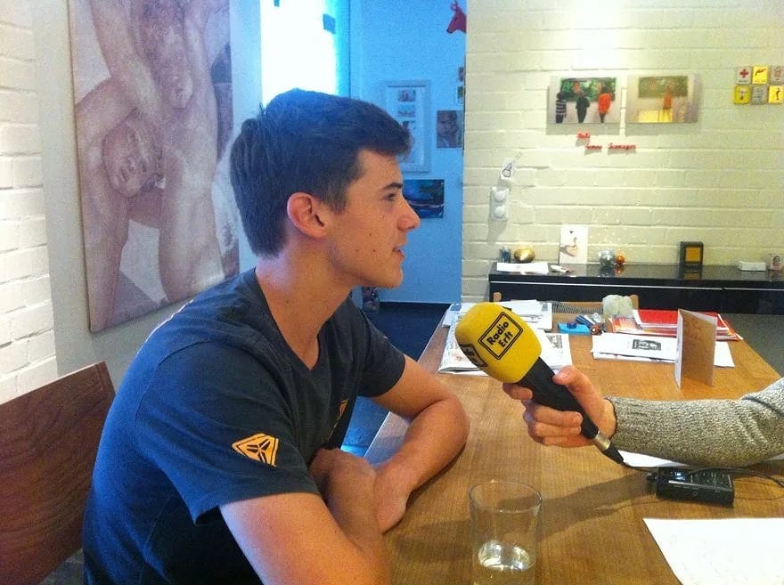 Samuel Jakob bei seinem ersten Radiointerview